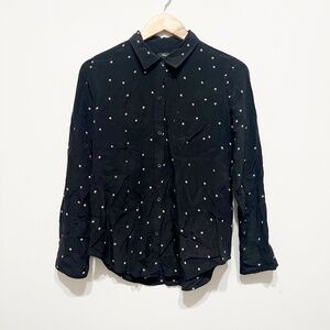 Rails Kate Silk Chiffon Long Sleeve Collared Button Down Blouse Twinkle Star Top